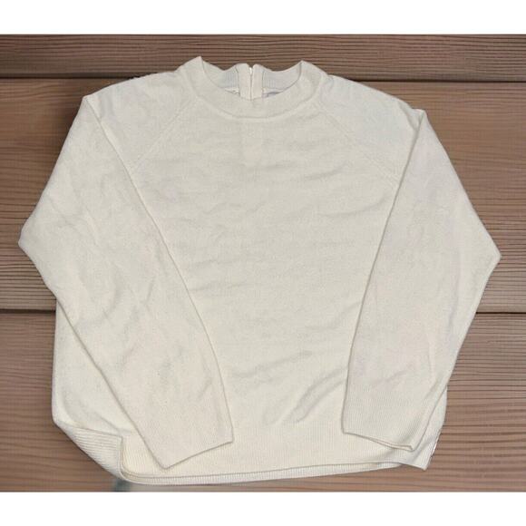 Kim Rogers Long Sleeve White Sweater Blouse Size PL With Quarter Zipper On Back - Picture 1 of 5
